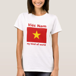 Vietnam Vlag + Kaart + Tekst T-shirt