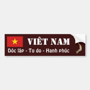 Vietnam vlag + kaartBumpersticker Bumpersticker