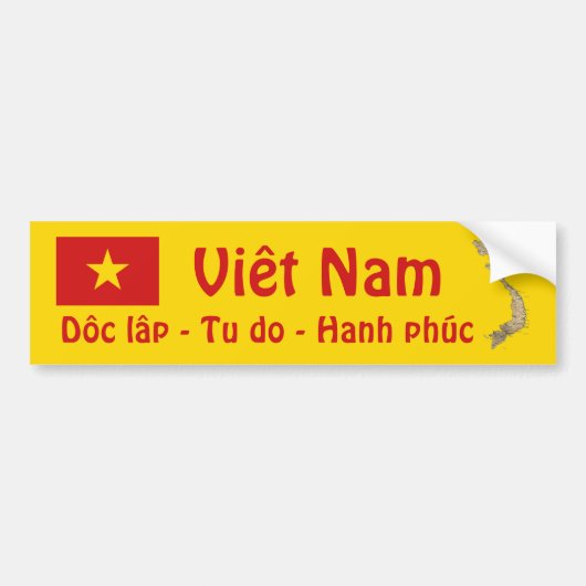 Vietnam vlag + kaartBumpersticker Bumpersticker (Voorkant)