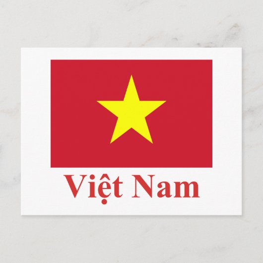 Vietnam vlag met naam in het Vietnamees Briefkaart (Voorkant)