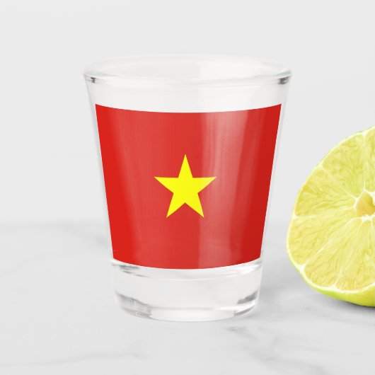 Vietnam vlag shot glas (Voorkant)