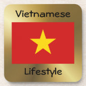 Vietnam Vlag+Tekst Onderzetter (Voorkant)