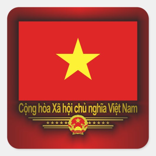 Vietnam vlag vierkante sticker (Voorkant)