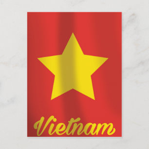Vietnam vlag vintage reisposter briefkaart
