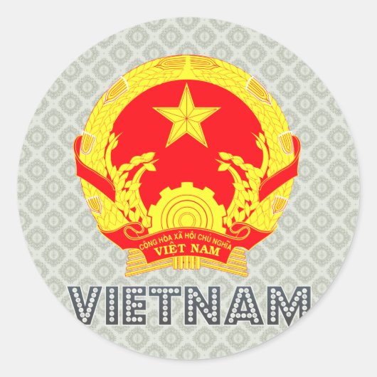 Vietnam Wapen Ronde Sticker (Voorkant)
