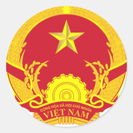 VIETNAM WAPEN. VIETSYMBOOL RONDE STICKER (Voorkant)