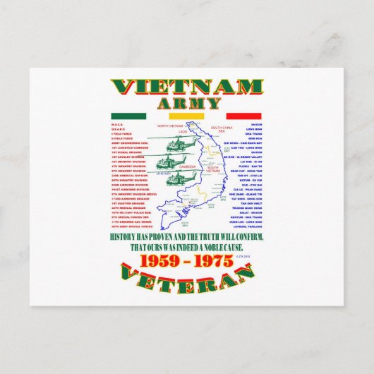 VIETNAM WAR. AMERIKAANSE ARMY VETERAN BRIEFKAART (Voorkant)