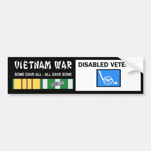 VIETNAM WAR - GEHANDICAPTE VET BUMPERSTICKER (Voorkant)