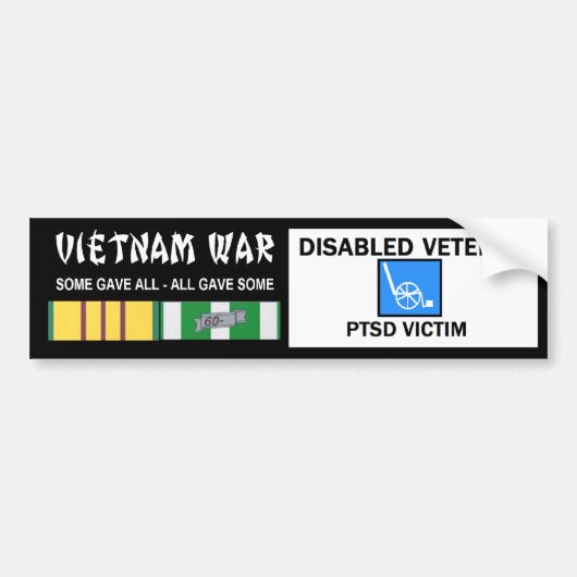 VIETNAM WAR - GEHANDICAPTE VET - PTSD VICTIM BUMPERSTICKER (Voorkant)