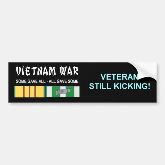 VIETNAM WAR NOG STEEDS KICKING VETERAN BUMPERSTICKER (Voorkant)