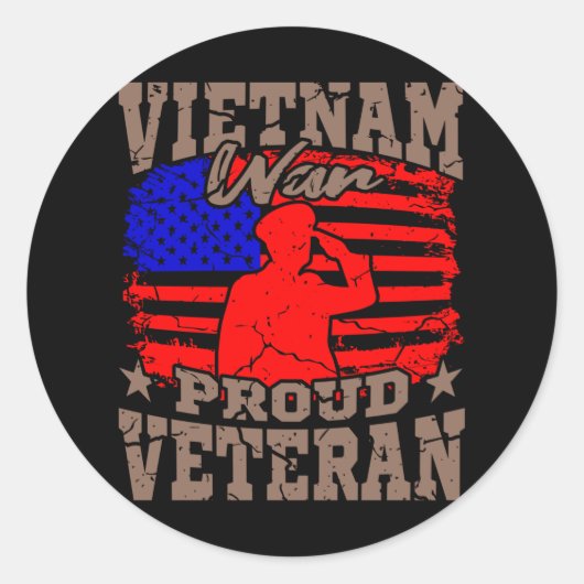 VIETNAM WAR PROUD VETERAN American Veteran Gift Ronde Sticker (Voorkant)