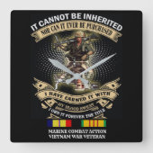 VIETNAM WAR VET CLOCK VIERKANTE KLOK (Voorkant)