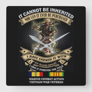 VIETNAM WAR VET CLOCK VIERKANTE KLOK