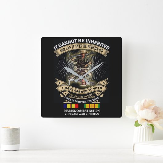 VIETNAM WAR VET CLOCK VIERKANTE KLOK (Huis)