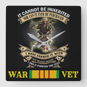 VIETNAM WAR VET CLOCK VIERKANTE KLOK