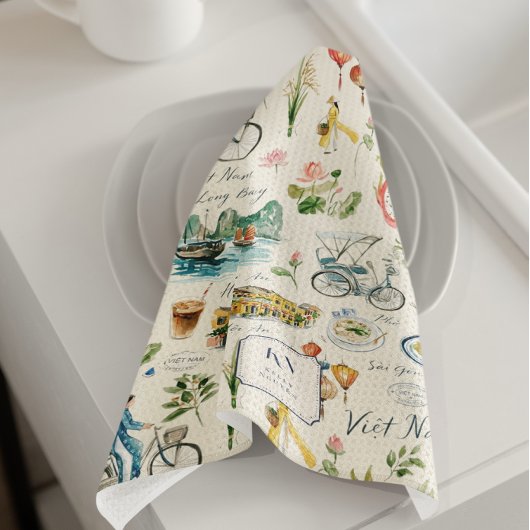 Vietnam Watercolor Monogram Theedoek