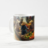 Vietnam Watermarkt Schilderij Koffiemok (Voorkant links)