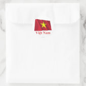 Vietnam Wuivende Vlag met Naam in het Vietnamees Ronde Sticker (Tas)