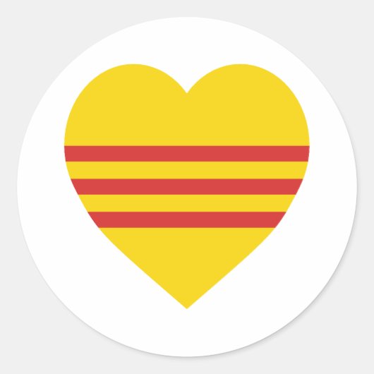 Vietnam (Zuid) Vlag Hart Ronde Sticker (Voorkant)