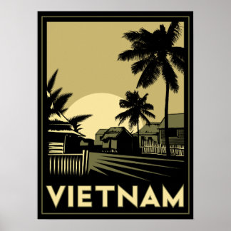 vietnam zuidoost - azië art deco retro - reizen poster