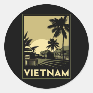 vietnam zuidoost - azië art deco retro - reizen ronde sticker