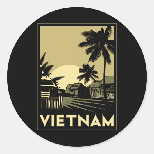 vietnam zuidoost - azië art deco retro - reizen ronde sticker (Voorkant)