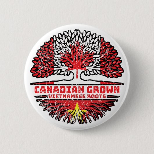 Vietnamees Canada - Boomringers Vlag over bomen Ronde Button 5,7 Cm (Voorkant)