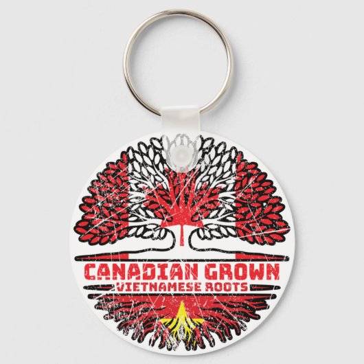 Vietnamees Canada - Boomringers Vlag over bomen Sleutelhanger (Voorkant)