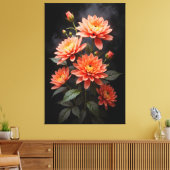 Vietnamees Chrysanthemum op de Maan Canvas Afdruk (Insitu (Woonkamer))