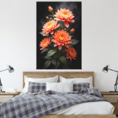 Vietnamees Chrysanthemum op de Maan Canvas Afdruk (Insitu (Slaapkamer))