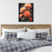 Vietnamees Chrysanthemum op de Maan Canvas Afdruk (Insitu (Slaapkamer))