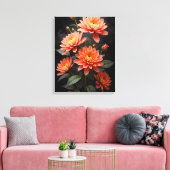 Vietnamees Chrysanthemum op de Maan Canvas Afdruk (Insitu (Woonkamer))