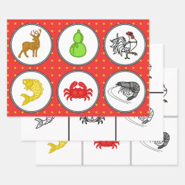 Vietnamees dice Game Board - 3 Betting matten Inpakpapier Vel