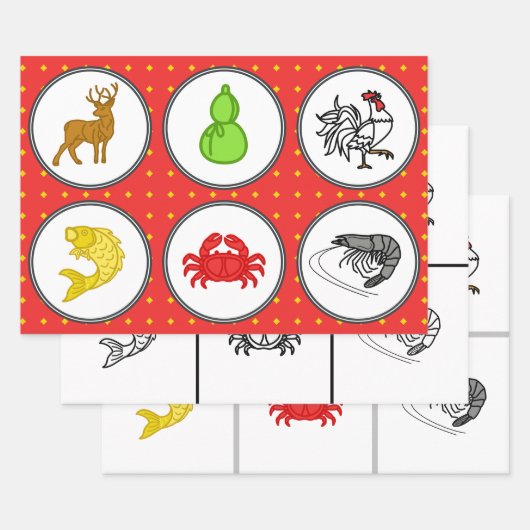 Vietnamees dice Game Board - 3 Betting matten Inpakpapier Vel (Set)