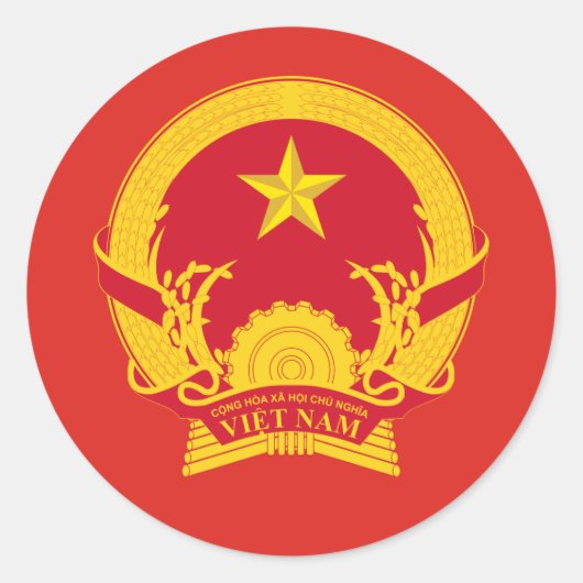 Vietnamees embleem, Vlag van Vietnam Ronde Sticker (Voorkant)