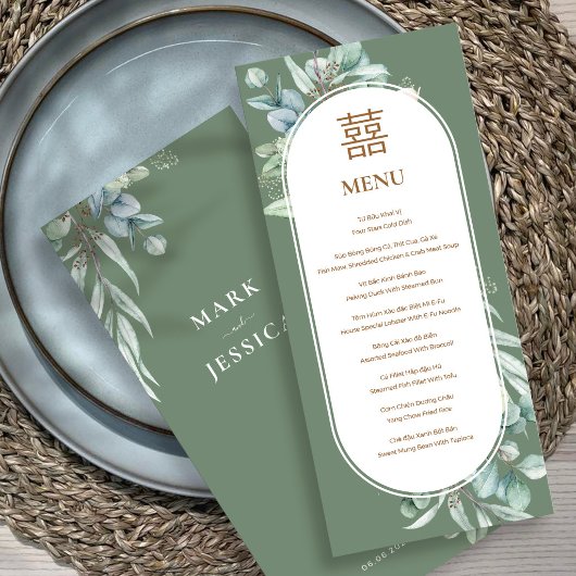 Vietnamees & Engels Eucalyptus Song Hy Bruiloft Menu
