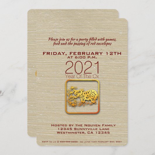 Vietnamees goudpapier - Uitnodiging 2021 (Voorkant / Achterkant)