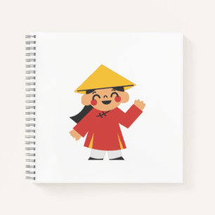 Vietnamees in Áo Dài Spiral Notitieboek – "Xin Chà