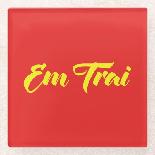 Vietnamees (jong) Broeder - Em Trai ~ Tipragng Vik Glazen Onderzetter (Voorkant)