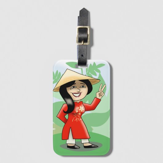 Vietnamees meisje in Ao Dai Bagagelabel (Voorkant (verticaal))