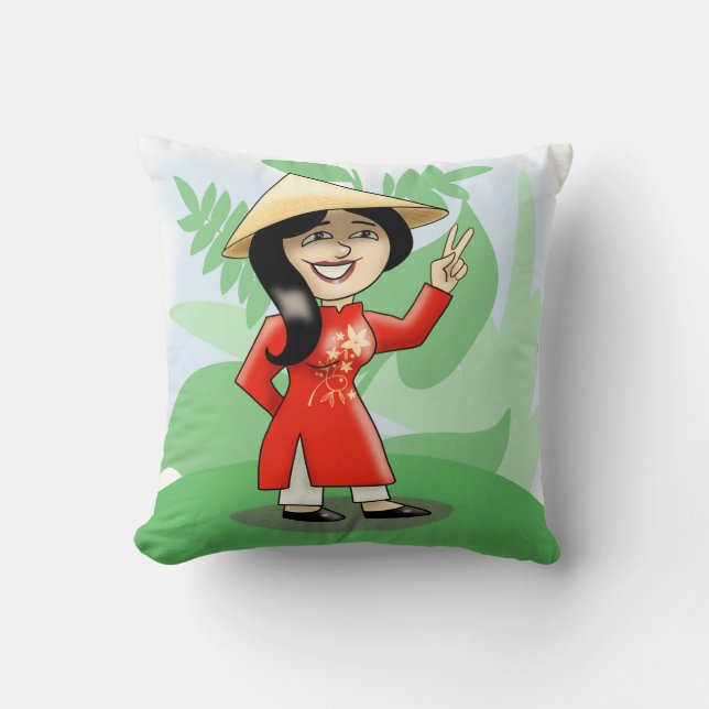 Vietnamees meisje in Ao Dai Kussen (Voorkant)