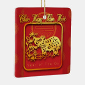 Vietnamees nieuw jaar OX papieren CRO Keramisch Ornament (Rechts)