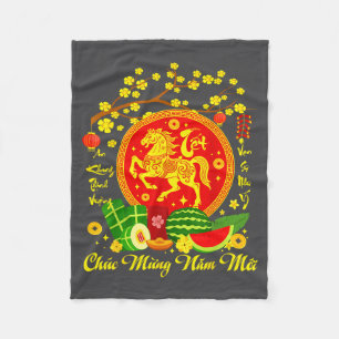 Vietnamees Nieuw Lunaar Jaar 2026 Tet Viet Chuc Mu Fleece Deken