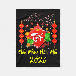 Vietnamees Nieuwjaar 2026 Tet Viet Chuc Mung  Fleece Deken