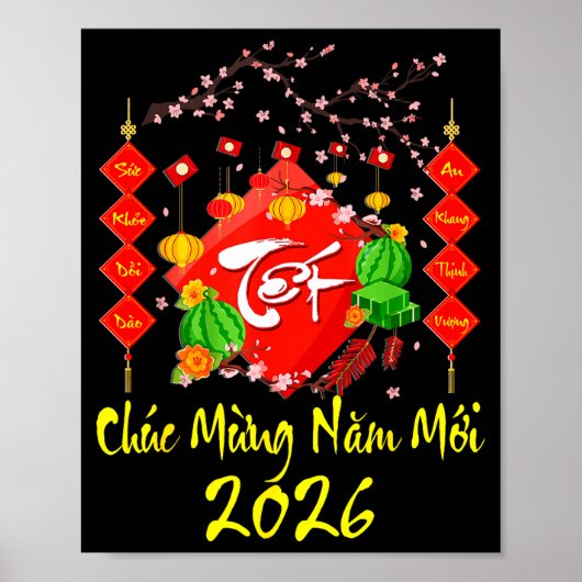 Vietnamees Nieuwjaar 2026 Tet Viet Chuc Mung Poster (Voorkant)