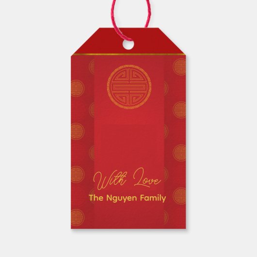 Vietnamees Nieuwjaar Dragon papier-cut gepersonali Cadeaulabel (Achterkant)