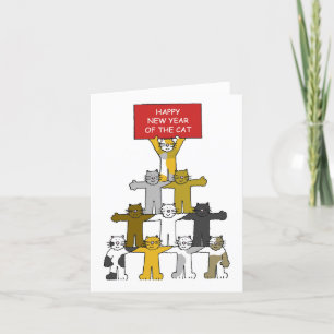 Vietnamees nieuwjaar kat feestdagen kaart