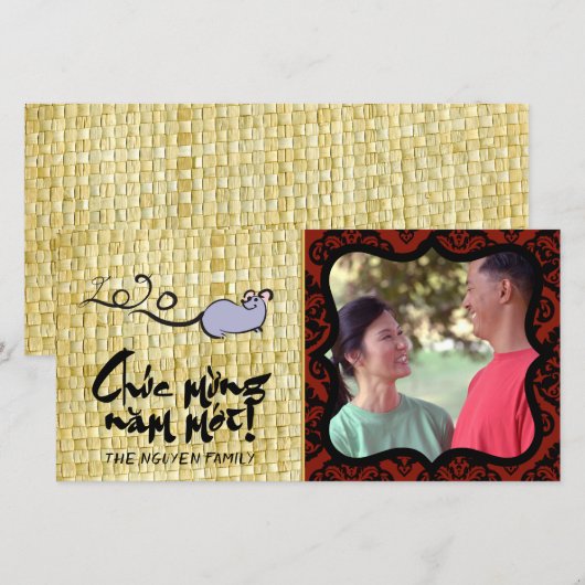 Vietnamees Nieuwjaar Rat 2020 Familie Groet TYC2 Bedankkaart (Voorkant / Achterkant)