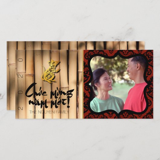 Vietnamees nieuwjaar Rat 2020 familie Groet TYC Bedankkaart (Voorkant / Achterkant)