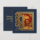 Vietnamees Nieuwjaar van Tijger Gouden Wolken Temp Feestdagenkaart (Voorkant / Achterkant)